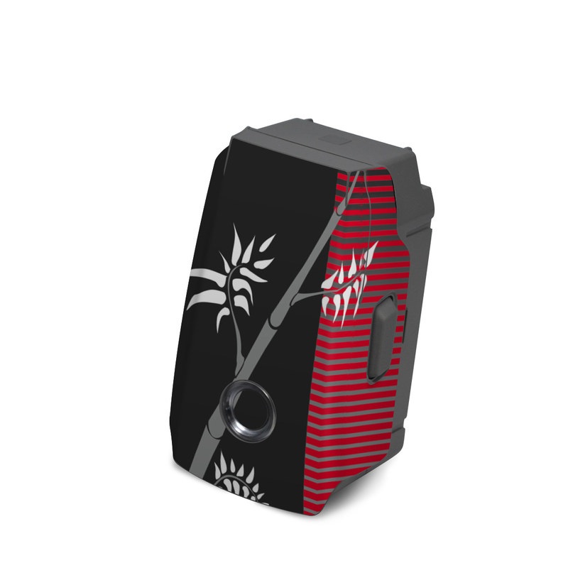 DJI Mavic 2 Battery Skin design of Tree, Branch, Plant, Graphic design, Bamboo, Illustration, Plant stem, Black-and-white, with black, red, gray, white colors
