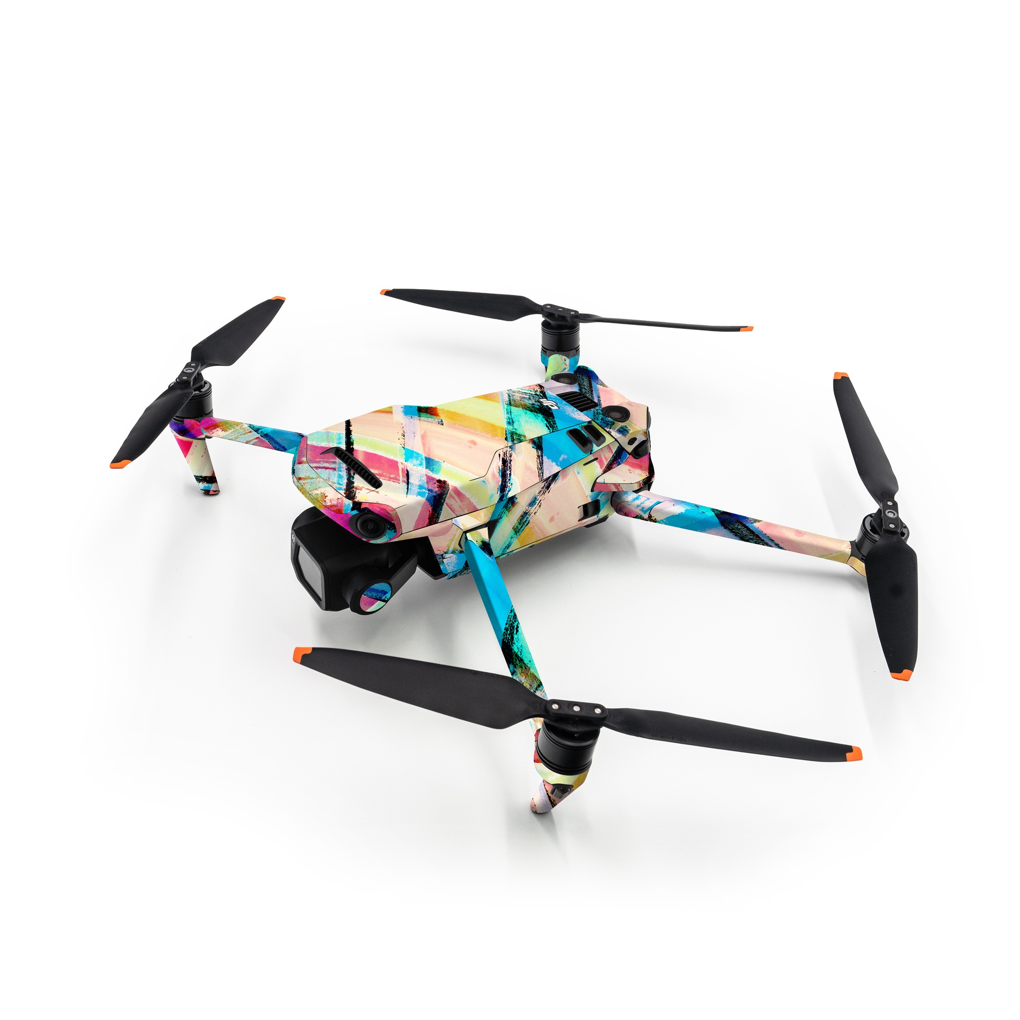 DJI Mavic 3 Skin design of Line, Pattern, Turquoise, Plaid, Orange, Colorfulness, Design, Textile, Tints and shades, with blue, pink, red, purple, yellow, orange colors