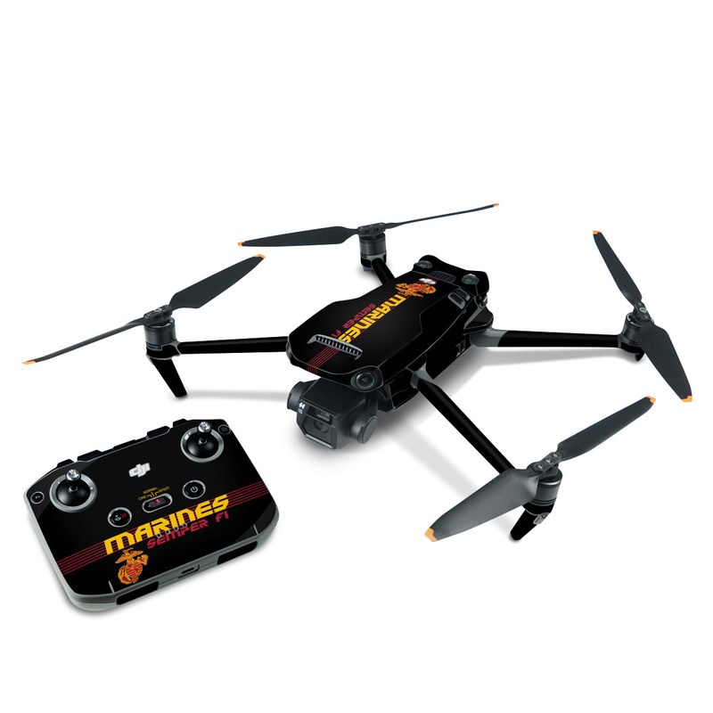 DJI Mavic 3 Skin design of Text, Font, Logo, Graphics, Fictional character, Games, with black, red, orange, green colors
