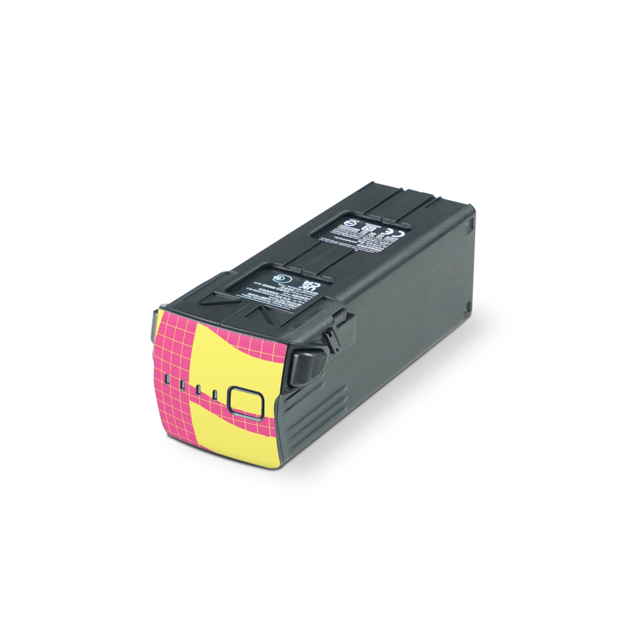 DJI Mavic 3 Battery Skin design of Textile, Organism, Font, Art, Pink, Rectangle, Line, Aqua, Magenta, Circle, with pink, yellow, blue, black, white colors