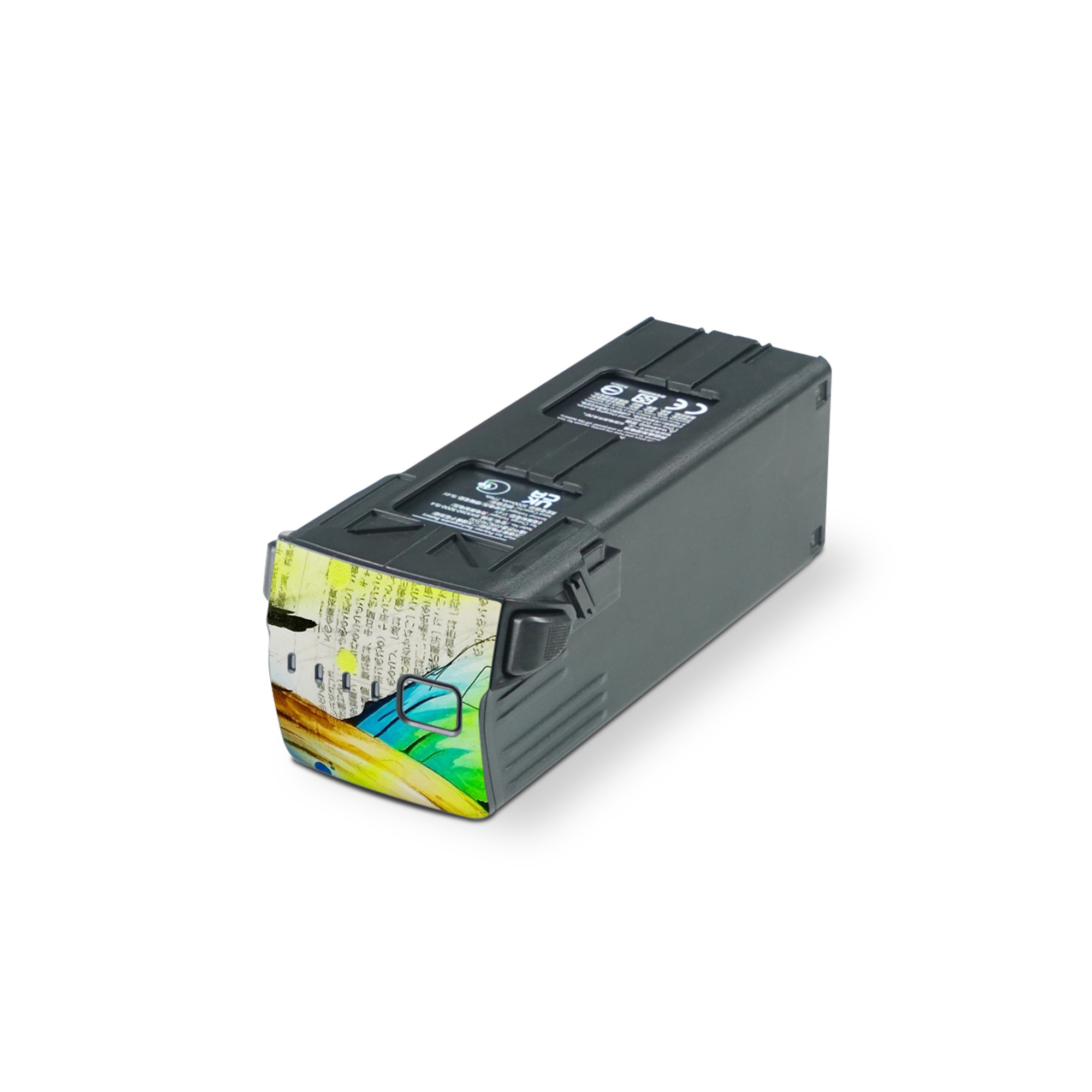 DJI Mavic 3 Battery Skin design of Graphic design, Font, Art, Graphics, Illustration, with blue, red, orange, pink, white, black, yellow, green colors