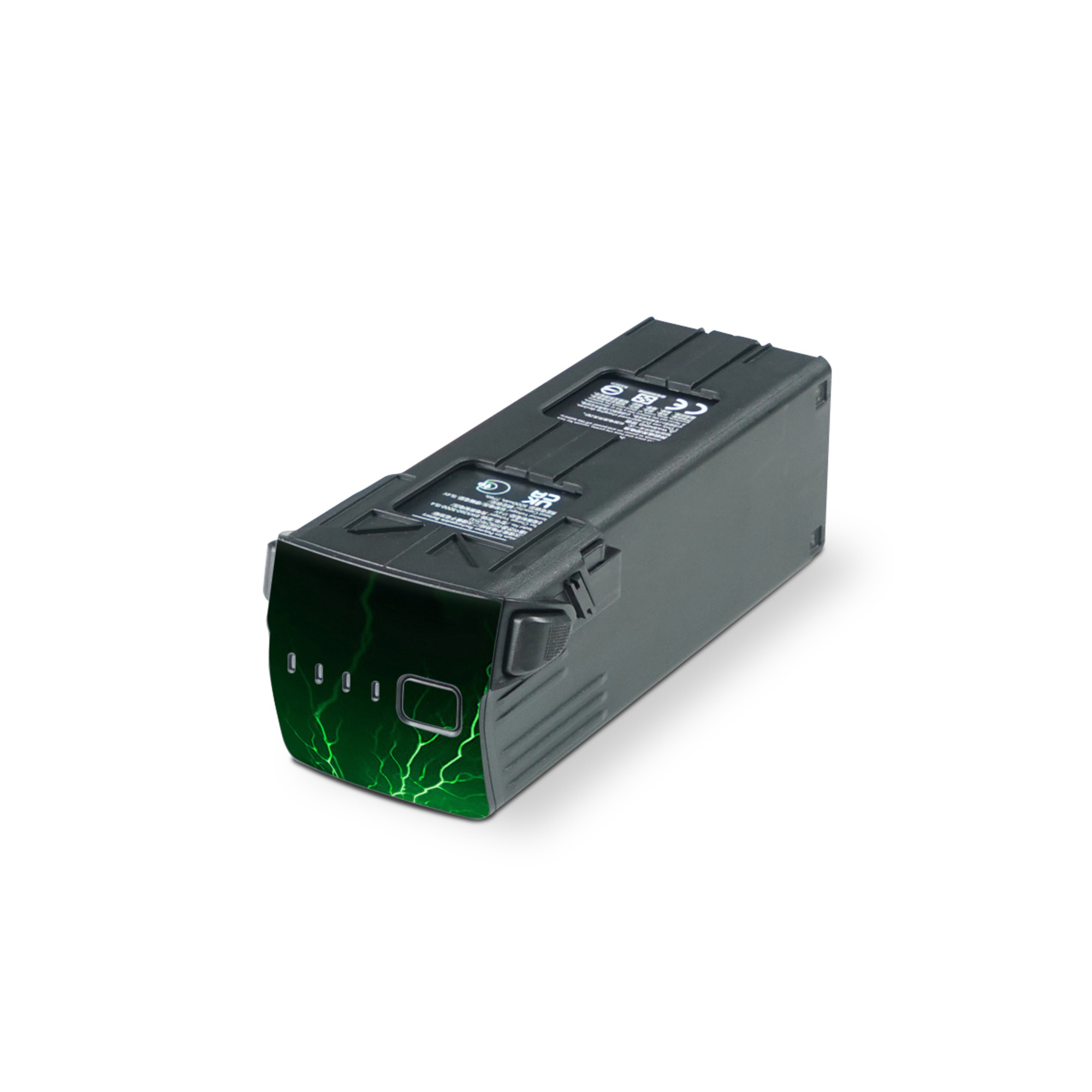 DJI Mavic 3 Battery Skin design of Water, Atmosphere, Thunder, Light, Green, Sky, Natural environment, Natural landscape, Electricity, Organism, with black, green colors