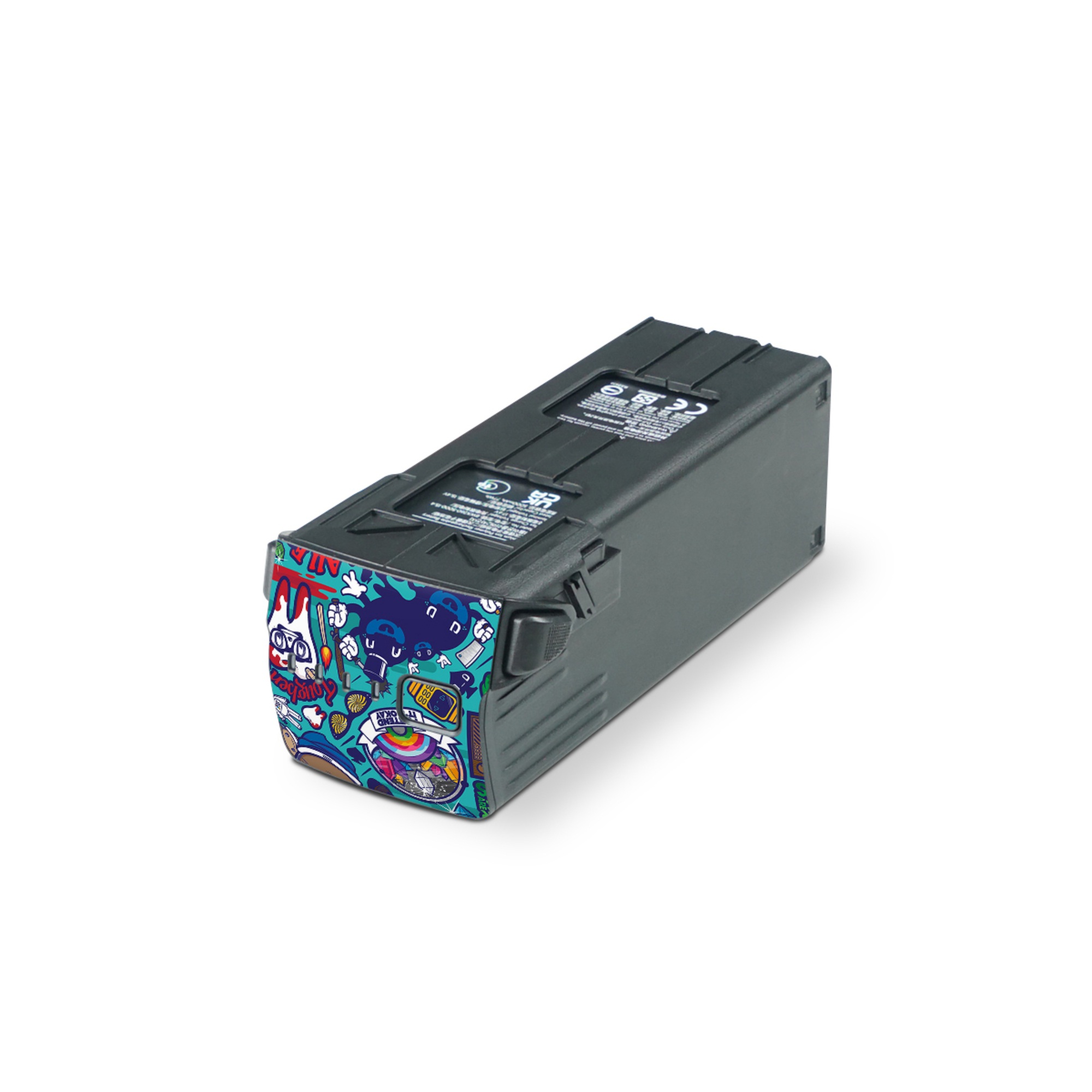 DJI Mavic 3 Battery Skin design of Art, Visual arts, Illustration, Graphic design, Psychedelic art, with blue, black, gray, red, green colors