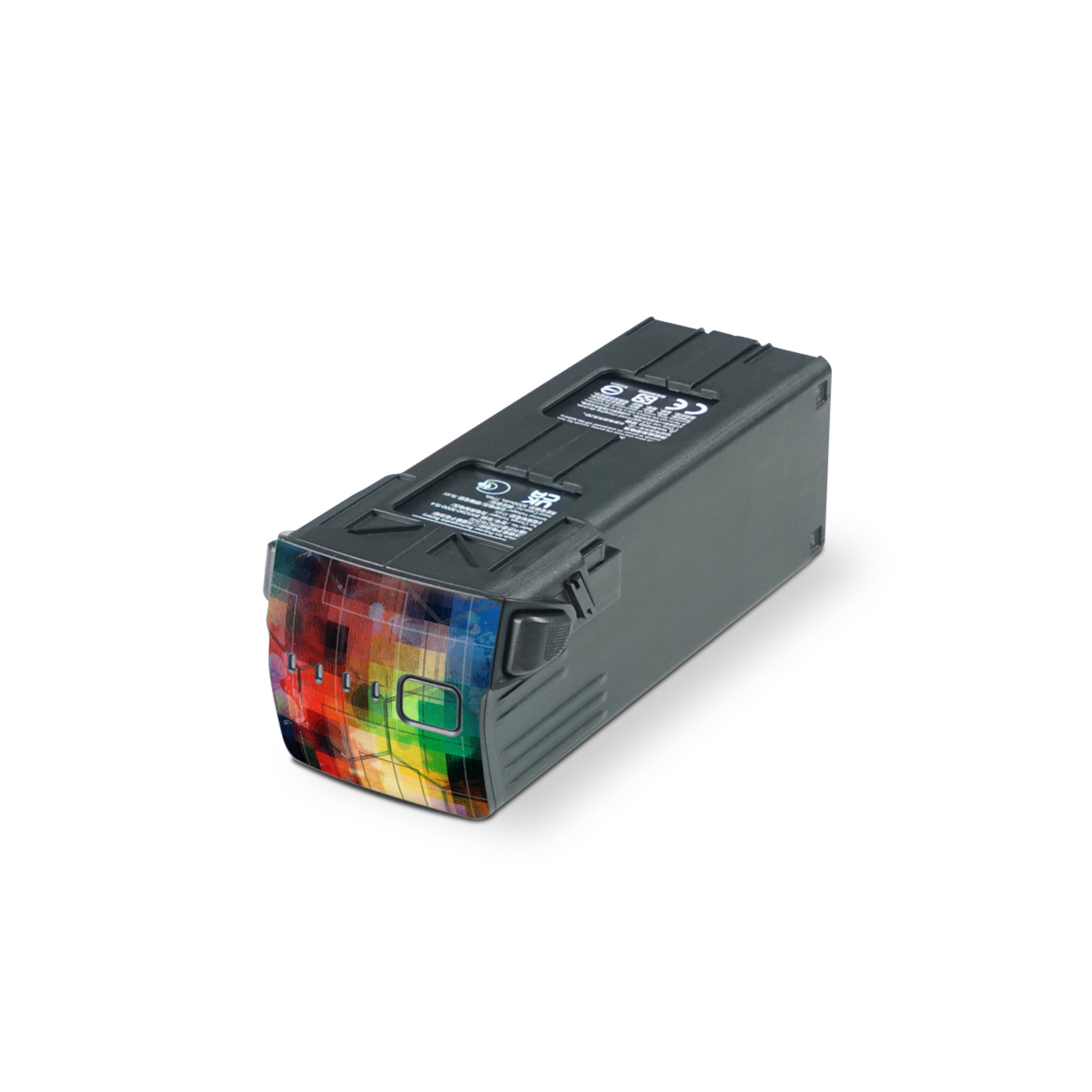 DJI Mavic 3 Battery Skin design of Blue, Colorfulness, Pattern, Psychedelic art, Art, Sky, Design, Textile, Dye, Modern art, with black, blue, red, gray, green colors