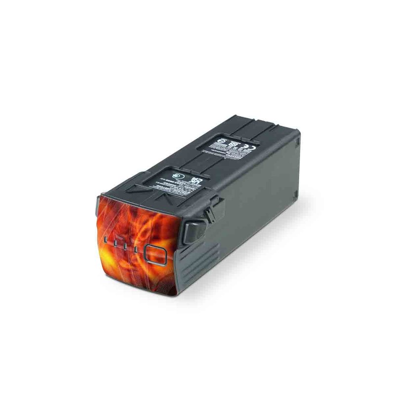 DJI Mavic 3 Battery Skin design of Dragon, Demon, Cg artwork, Illustration, Fictional character, Fractal art, Flame, Art, Mythology, Supernatural creature, with red, black, orange, pink, green colors
