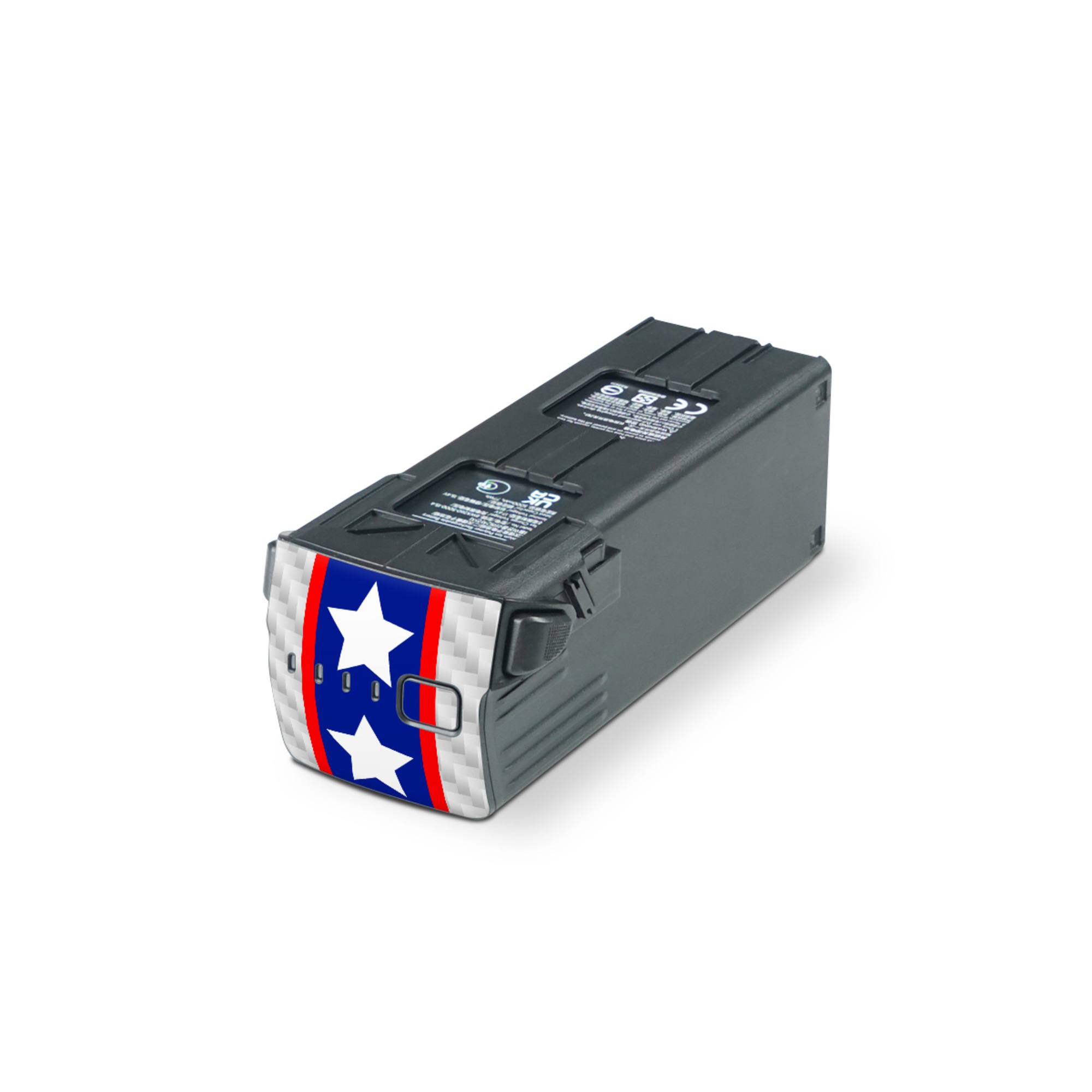 DJI Mavic 3 Battery Skin design of Flag of the united states, Flag, Font, Parallel, Electric blue, Rectangle, Pattern, Flag Day (USA), Symbol, Carmine, with gray, white, blue, red colors