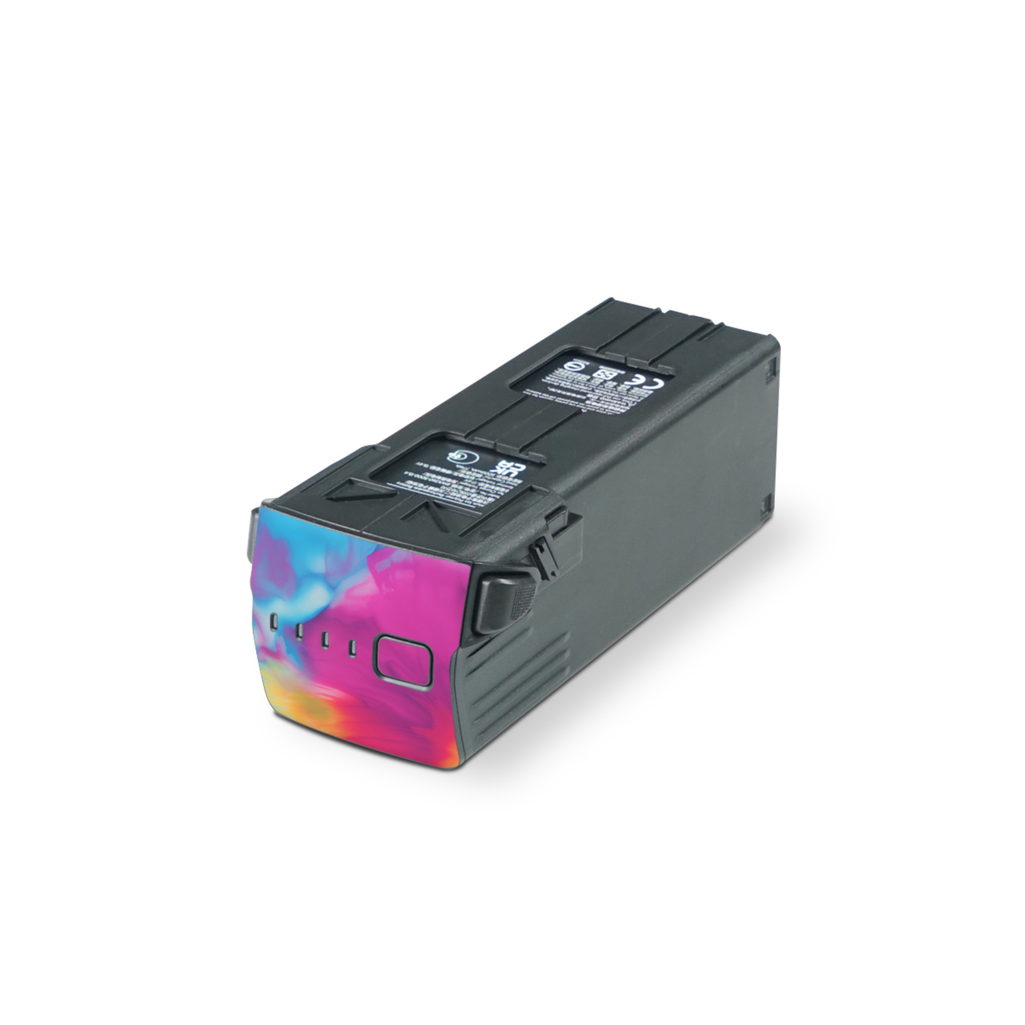 DJI Mavic 3 Battery Skin design of Colorfulness, Plant, Flower, Orange, Paint, Petal, Pink, Art, Painting, Magenta, with black, gray, orange colors