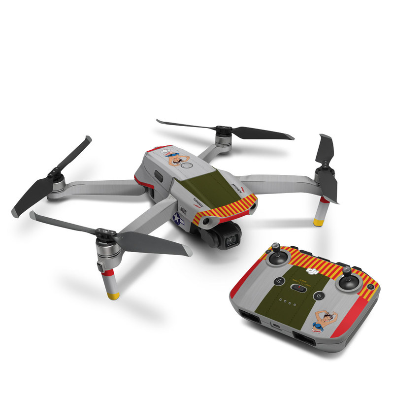 DJI Mavic Air 2 Skin design of Product, Textile, Font, Rectangle, Art, Pattern, Illustration, Graphics, Logo, Design, with gray, red, yellow, green, blue, white, blue, black colors