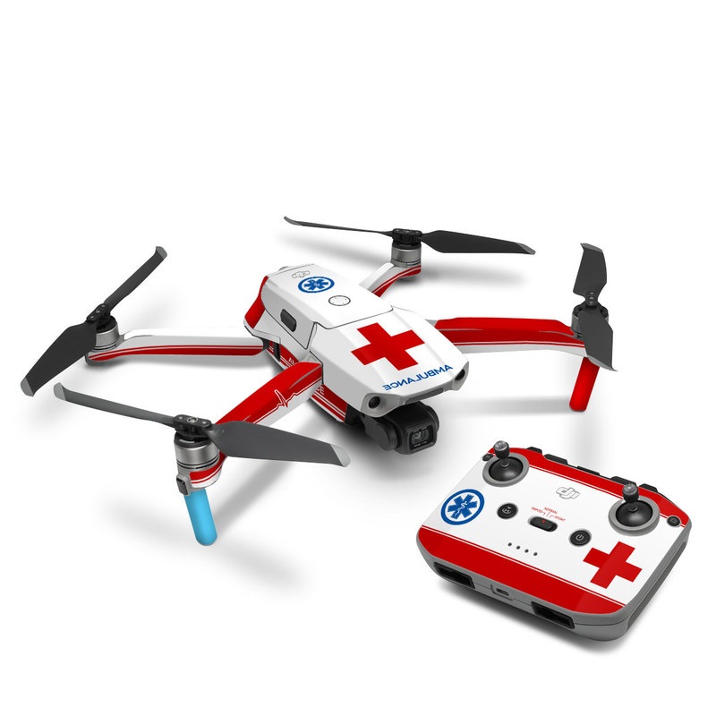 DJI Mavic Air 2 Skin design of Red, White, Cross, Font, Symbol, American Red Cross, Graphics, Emblem, with white, red, blue colors