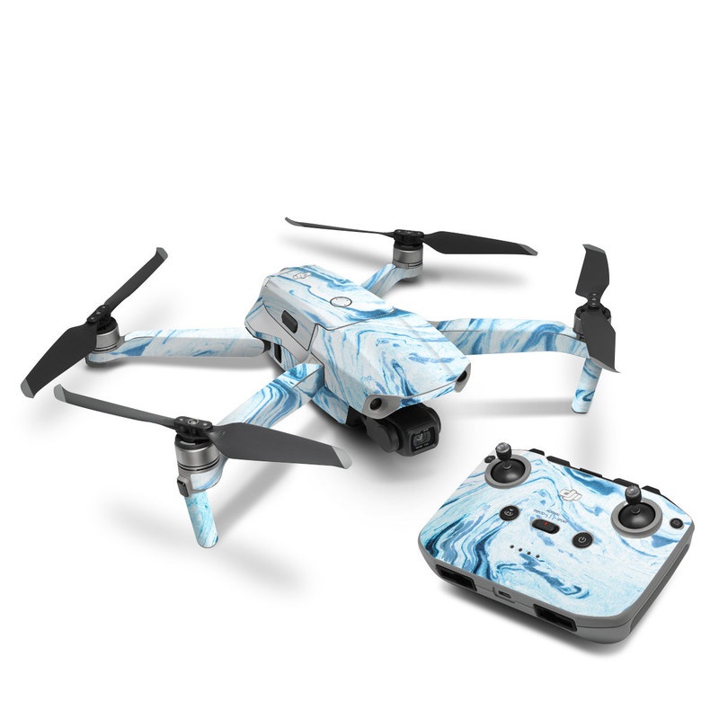 DJI Mavic Air 2 Skin design of Water, Aqua, Wind wave, Drawing, Painting, Wave, Pattern, Art, with blue colors