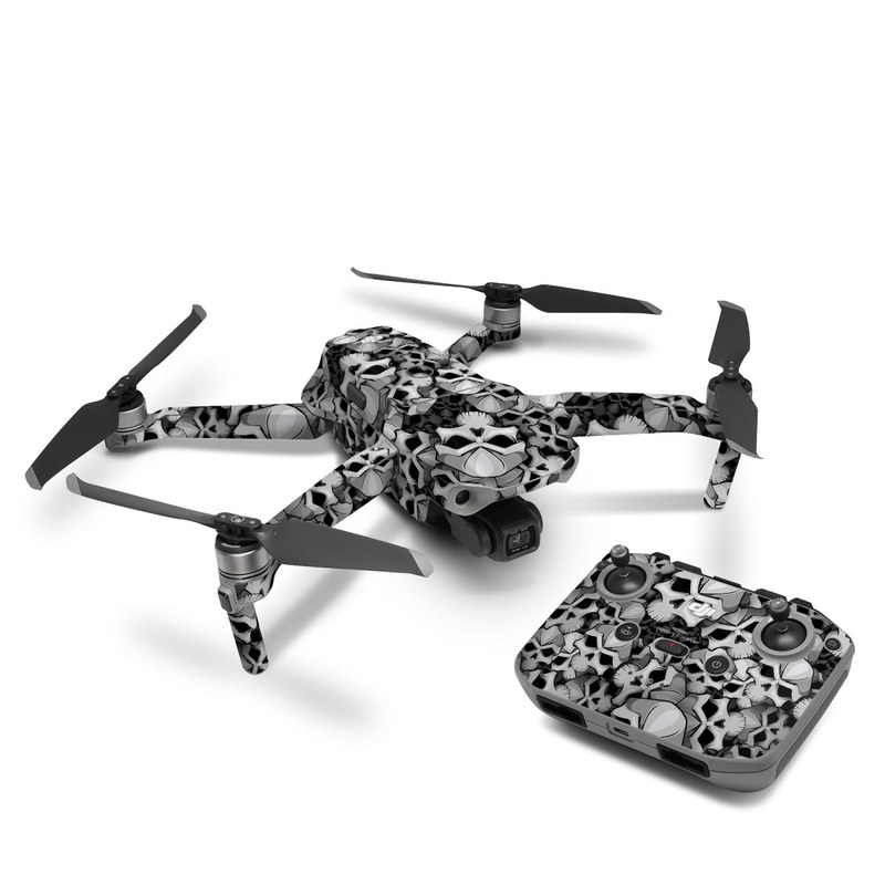 DJI Mavic Air 2 Skin design of Pattern, Black-and-white, Monochrome, Ball, Football, Monochrome photography, Design, Font, Stock photography, Photography, with gray, black colors