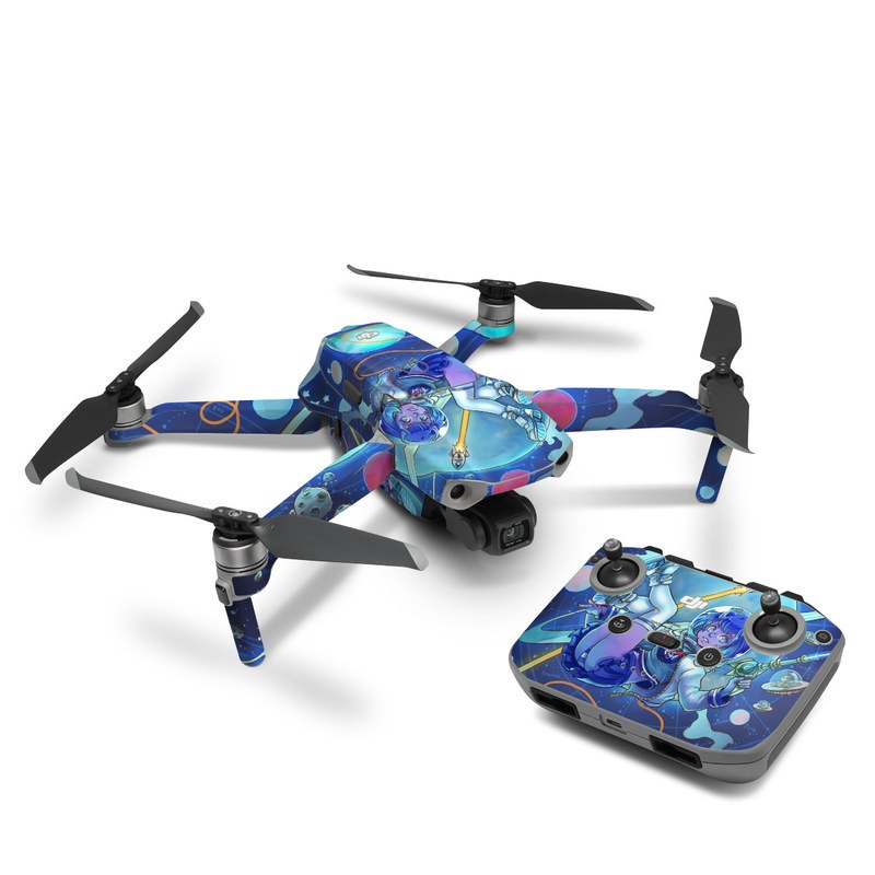 DJI Mavic Air 2 Skin design of Cartoon, Illustration, Graphic design, Games, Space, Design, Anime, Art, Graphics, Fictional character, with blue, white, yellow, purple, green, red, orange, black colors