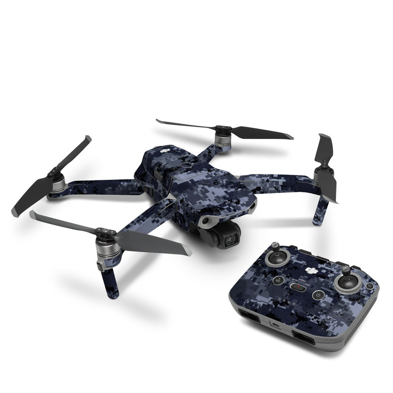 DJI Mavic Air 2 Skin design of Military camouflage, Black, Pattern, Blue, Camouflage, Design, Uniform, Textile, Black-and-white, Space, with black, gray, blue colors