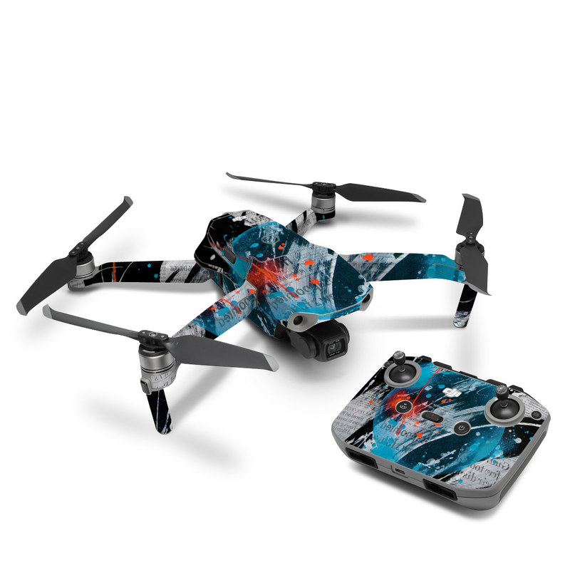DJI Mavic Air 2 Skin design of Graphic design, Illustration, Graphics, Design, Art, Space, World, with black, gray, blue, red colors