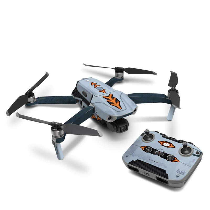 DJI Mavic Air 2 Skin design of Blue, Symbol, Graphics, with blue, black, yellow, orange, gray colors