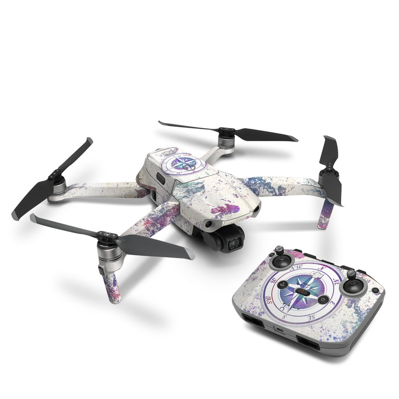 DJI Mavic Air 2 Skin design of Clock, Circle, Compass, Graphics, Pattern, Illustration, Interior design, with gray, white, yellow, pink, purple, blue colors