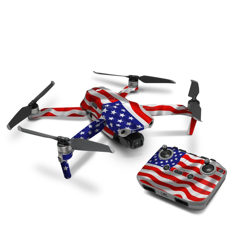 DJI Mavic Air 2 Skin design of Flag of the united states, Flag, Flag Day (USA), Veterans day, Independence day, Memorial day, Holiday, with gray, red, blue, black, white colors