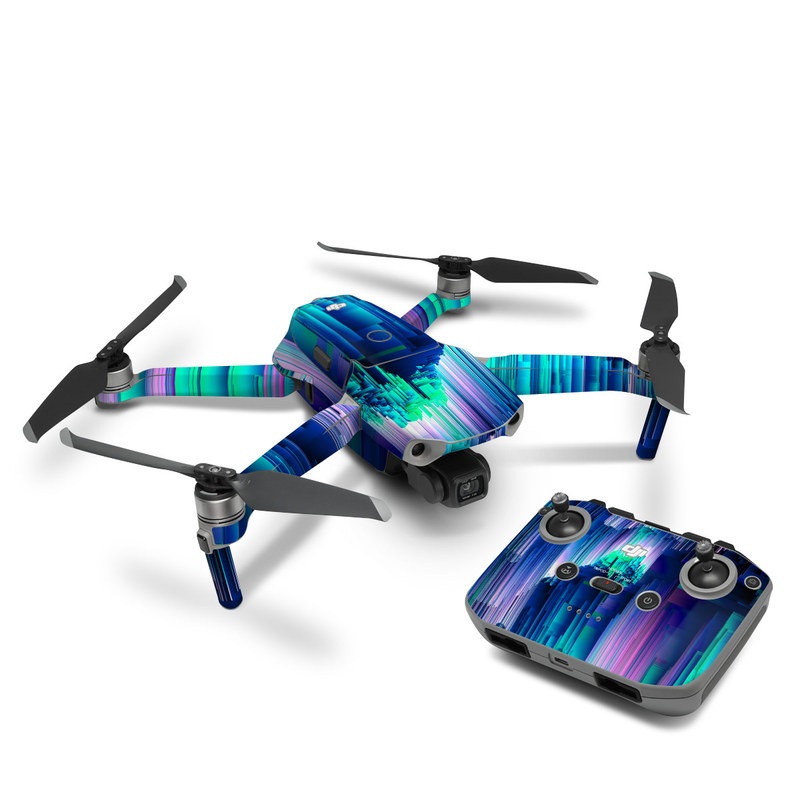 DJI Mavic Air 2 Skin design of Blue, Green, Light, Colorfulness, with blue, purple, pink, white colors