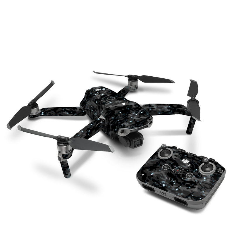 DJI Mavic Air 2 Skin design of Black, Water, Space, Black-and-white, Granite, with blue, white, gray, blue colors