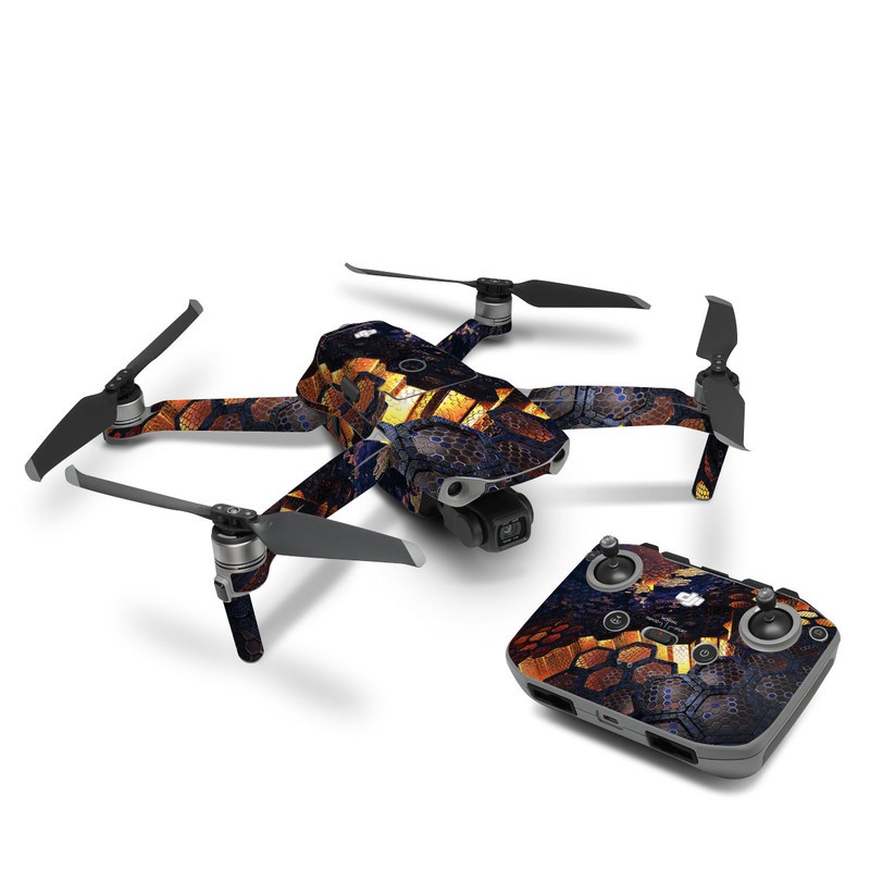 DJI Mavic Air 2 Skin design of Geological phenomenon, Sky, Water, Cobblestone, Rock, Reflection, Colorfulness, World, Art, with black, red, green colors