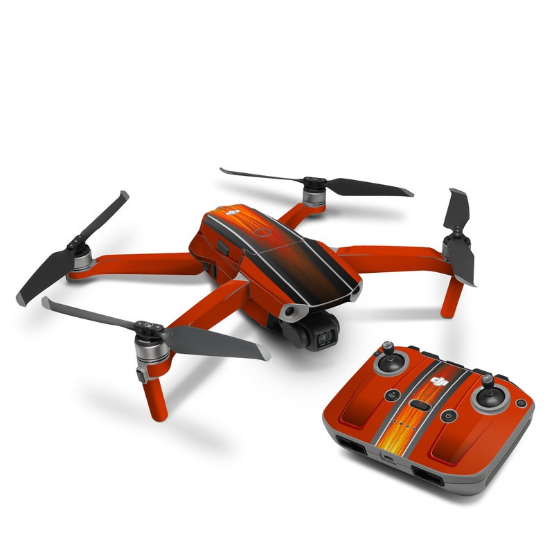 DJI Mavic Air 2 Skin design of Orange, Red, Line, Material property, Rectangle, Automotive lighting, with red, black, orange, gray colors