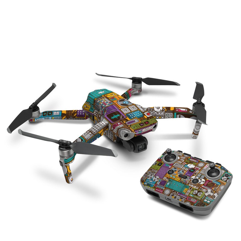 DJI Mavic Air 2 Skin design of Games, Pc game, Design, Pattern, Screenshot, Art, with gray, black, red, green, blue, purple colors