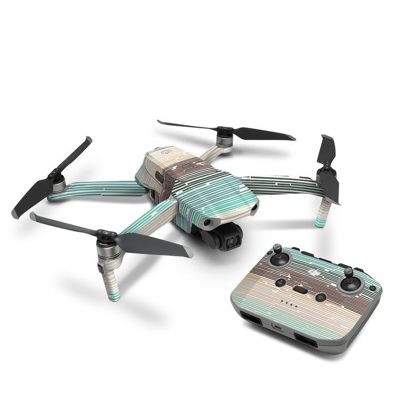 DJI Mavic Air 2 Skin design of Line, Parallel, Pattern, with blue, brown, yellow, orange colors