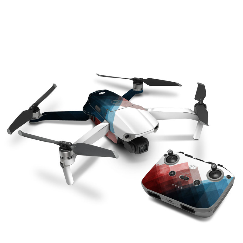 DJI Mavic Air 2 Skin design of Blue, Red, Sky, Pink, Line, Architecture, Font, Graphic design, Colorfulness, Illustration, with red, pink, blue colors