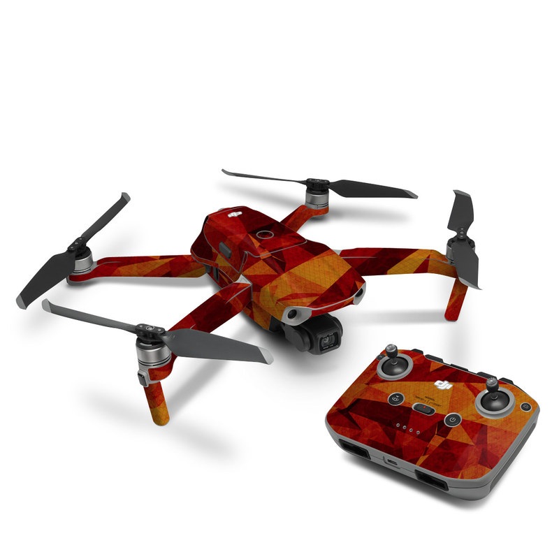 DJI Mavic Air 2 Skin design of Orange, Red, Yellow, Triangle, Pattern, Amber, Design, Art, Visual arts, Modern art, with black, orange, yellow colors