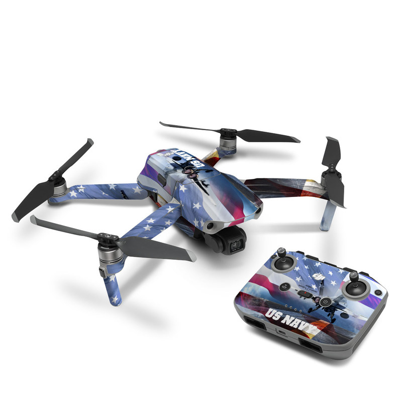 DJI Mavic Air 2 Skin design of Airplane, Aircraft, Aviation, Vehicle, Airline, Aerospace engineering, Air travel, Air force, Sky, Flight, with gray, black, blue, purple colors
