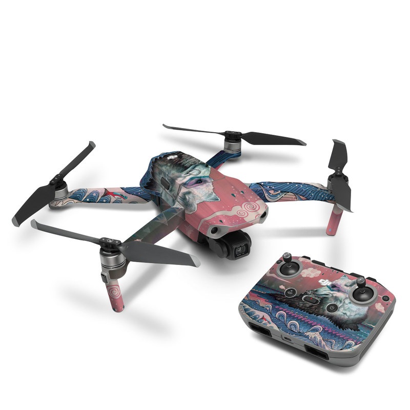 DJI Mavic Air 2 Skin design of Illustration, Art, with gray, black, blue, red, purple colors