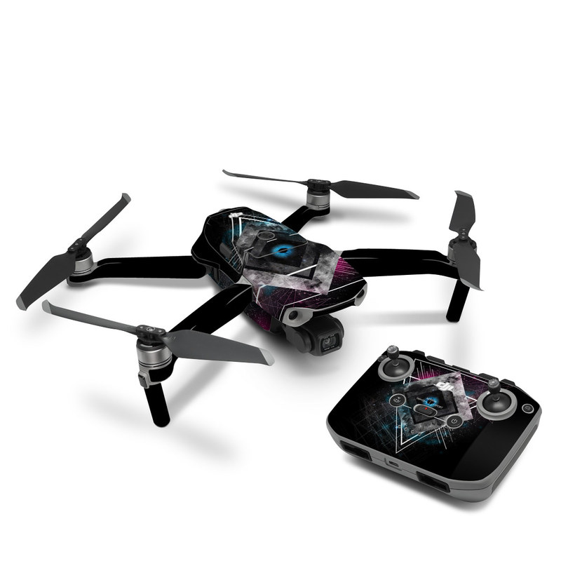 DJI Mavic Air 2 Skin design of Graphic design, Design, Pattern, Graphics, Illustration, Font, Circle, Triangle, Fractal art, Logo, with black, gray colors