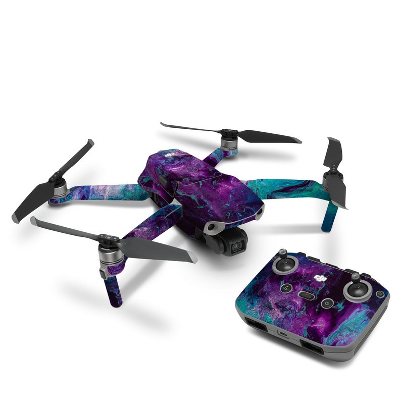 DJI Mavic Air 2 Skin design of Blue, Purple, Violet, Water, Turquoise, Aqua, Pink, Magenta, Teal, Electric blue, with blue, purple, black colors