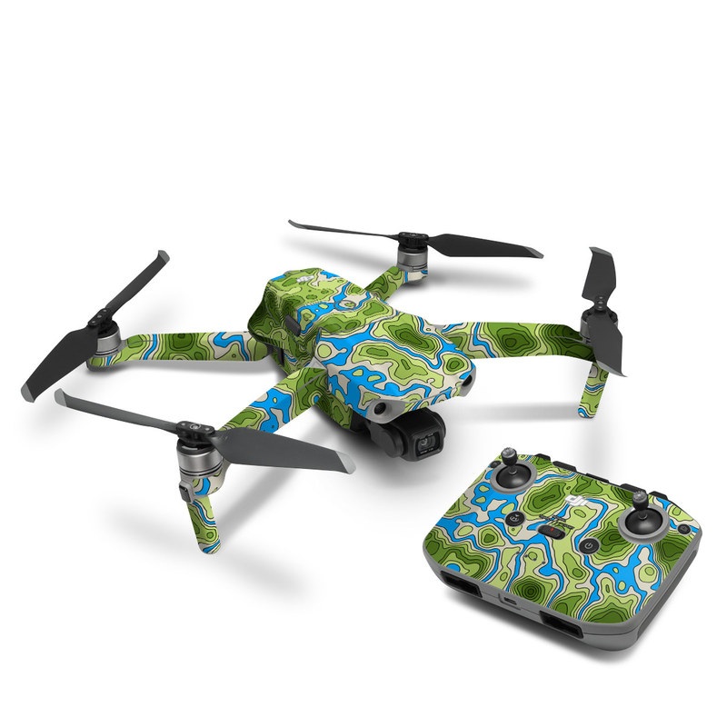 DJI Mavic Air 2 Skin design of Botany, Azure, Organism, Vegetation, Aqua, Terrestrial plant, Symmetry, Electric blue, Pattern, Art, with green, blue colors