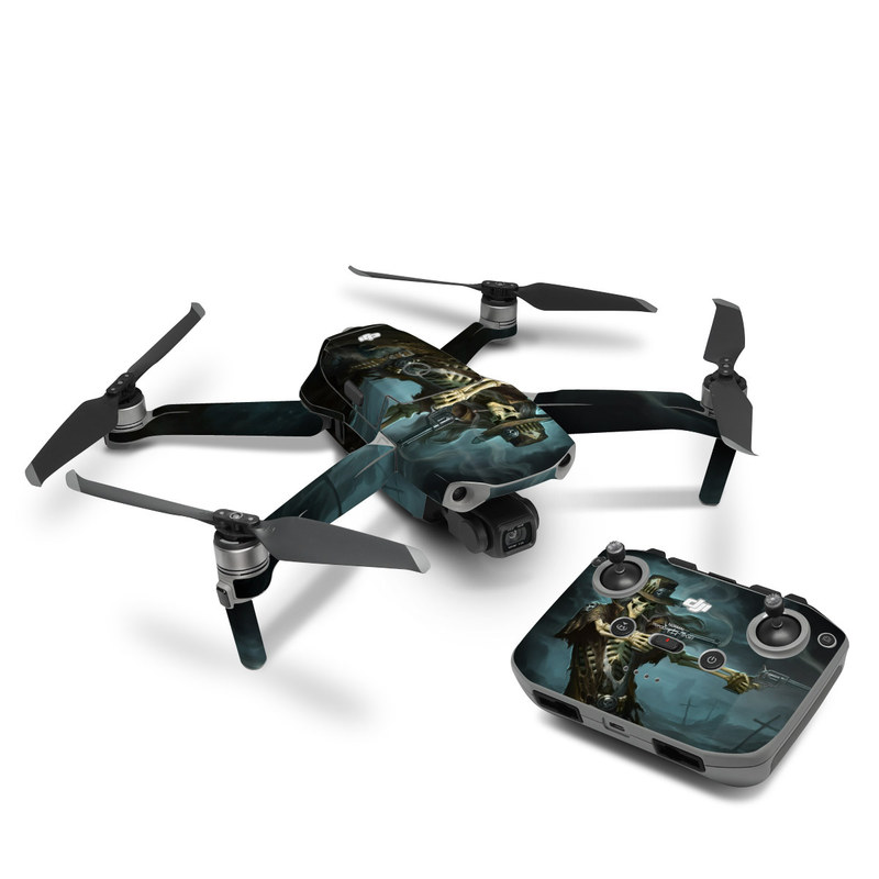 DJI Mavic Air 2 Skin design of Cg artwork, Action-adventure game, Darkness, Illustration, Games, Adventure game, Pc game, Woman warrior, Digital compositing, Fictional character, with black, white, blue, gray colors