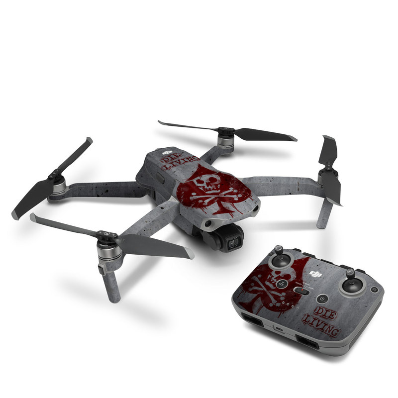 DJI Mavic Air 2 Skin design of Red, Street art, Art, Font, Wall, Graffiti, Visual arts, Illustration, Graphics, Logo, with gray, red colors