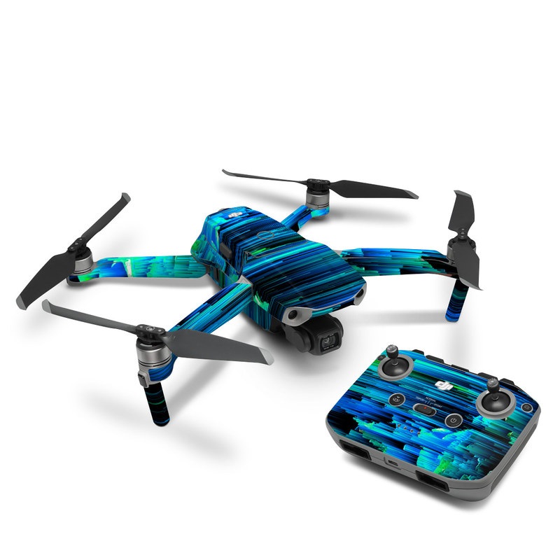 DJI Mavic Air 2 Skin design of Blue, Green, Turquoise, Light, Colorfulness, Electric blue, with blue, green, black, white colors