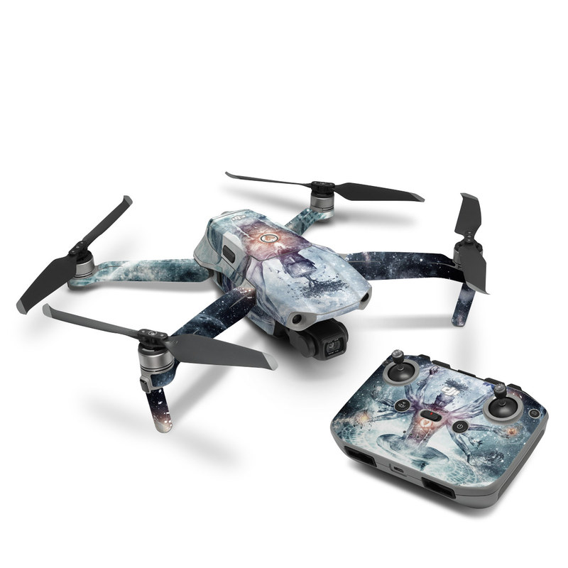 DJI Mavic Air 2 Skin design of Mythology, Cg artwork, Water, Illustration, Fictional character, Space, Graphics, Art, Graphic design, with blue, red, orange, black, white colors