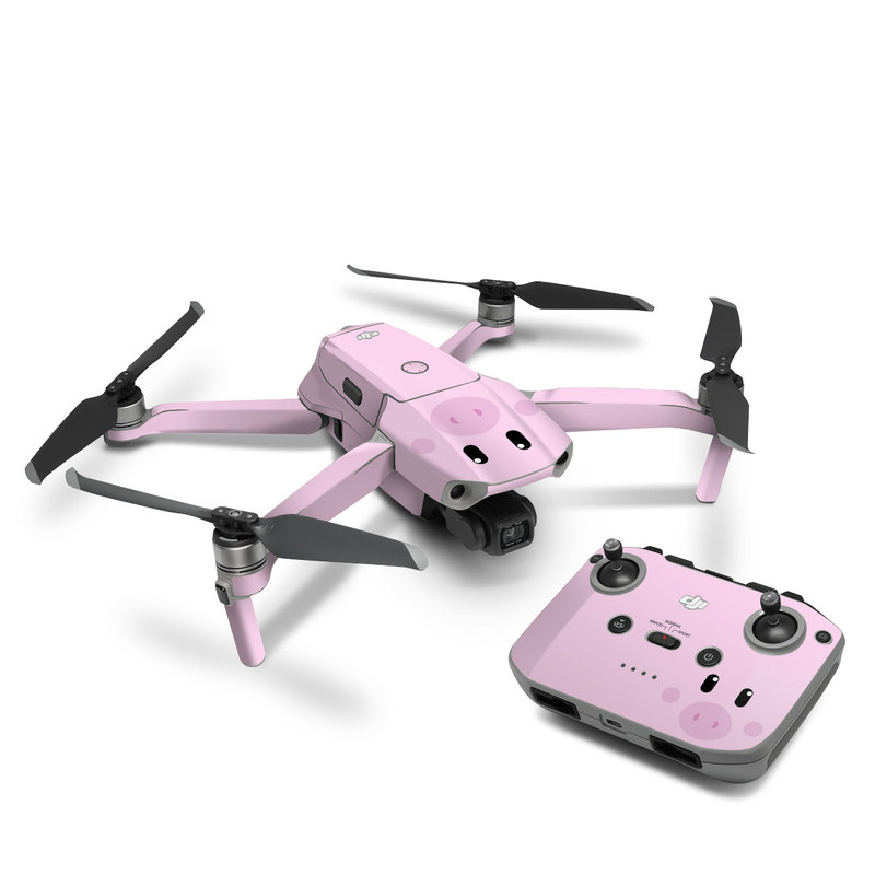 DJI Mavic Air 2 Skin design of Pink, Cartoon, Violet, Nose, Purple, Snout, Suidae, Material property, Illustration, Animation, with pink, black, white colors