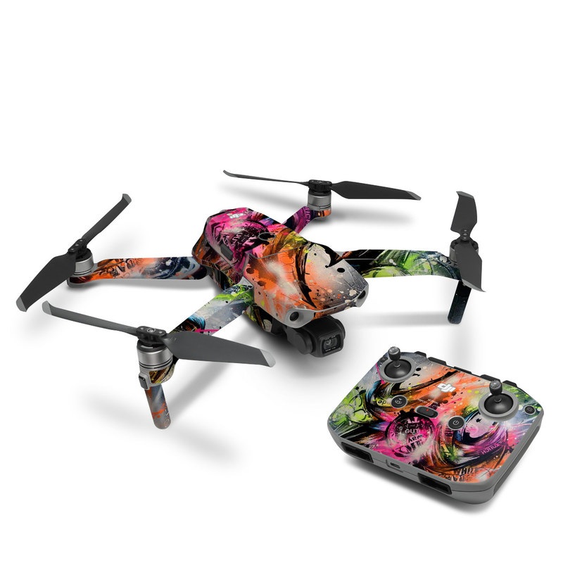 DJI Mavic Air 2 Skin design of Graphic design, Fractal art, Art, Illustration, Design, Graphics, Cg artwork, Font, Visual arts, Pattern, with black, gray, red, green, purple, blue colors