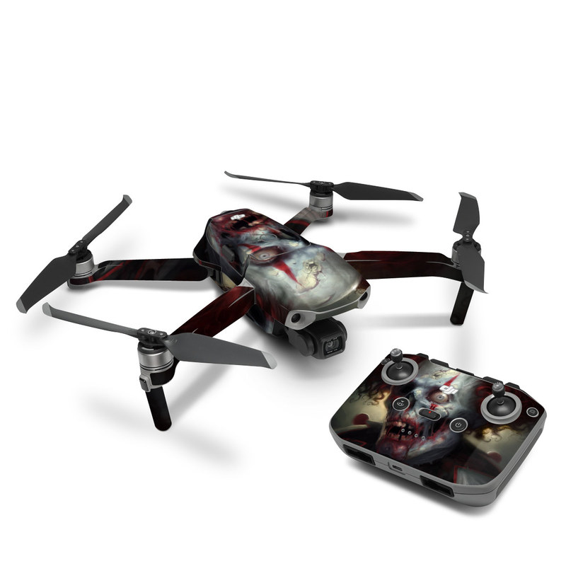 DJI Mavic Air 2 Skin design of Illustration, Fictional character, Fiction, Supervillain, Demon, Art, Zombie, Ghost, Supernatural creature, Flesh, with black, gray, green, red colors