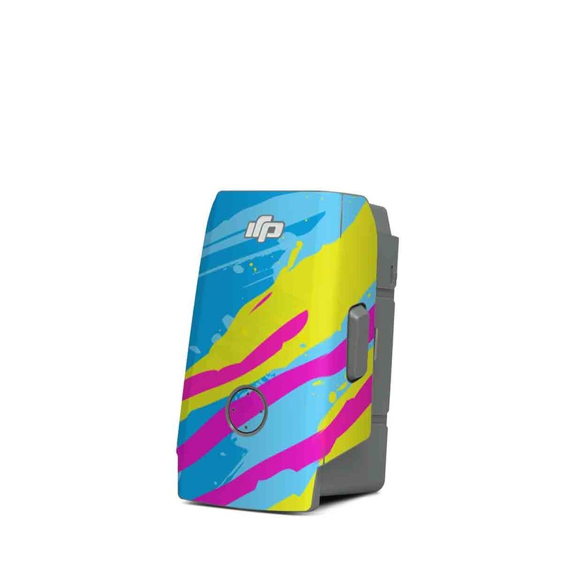 DJI Mavic Air 2 Battery Skin design of Blue, Colorfulness, Graphic design, Pattern, Water, Line, Design, Graphics, Illustration, Visual arts, with blue, black, yellow, pink colors