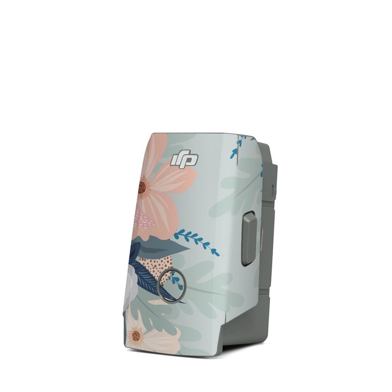 DJI Mavic Air 2 Battery Skin design of Pattern, Aqua, Wrapping paper, Textile, Design, Floral design, Wildflower, Plant, Pedicel, Blossom, with pink, red, blue, white colors