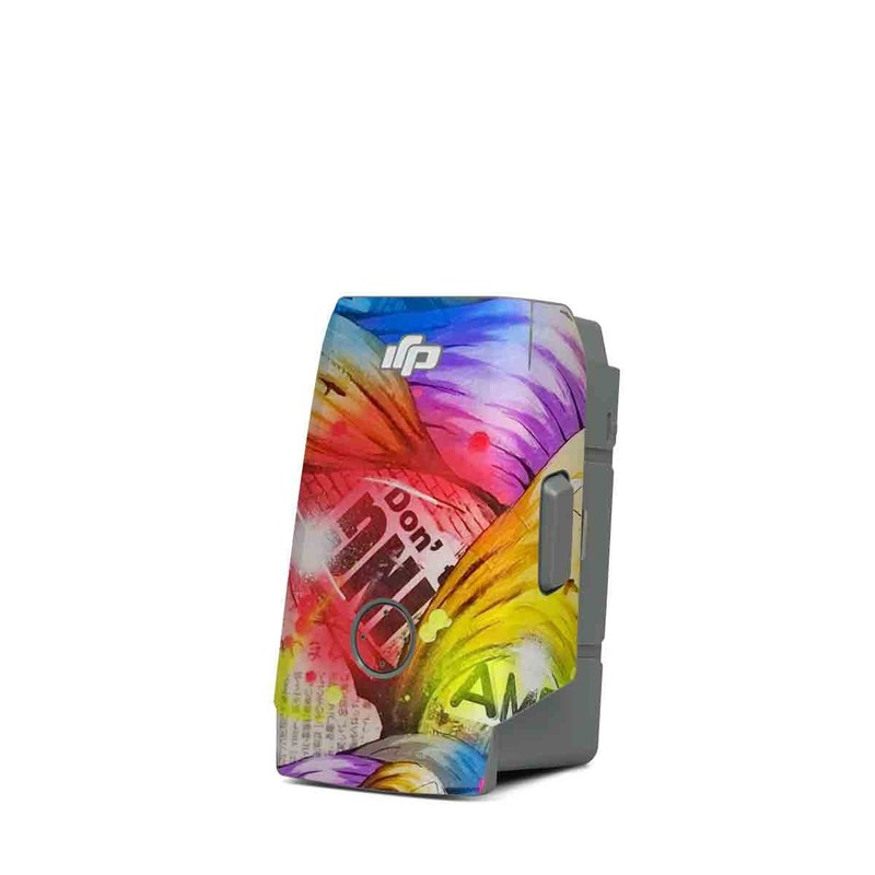 DJI Mavic Air 2 Battery Skin design of Graphic design, Font, Art, Graphics, Illustration, with blue, red, orange, pink, white, black, yellow, green colors