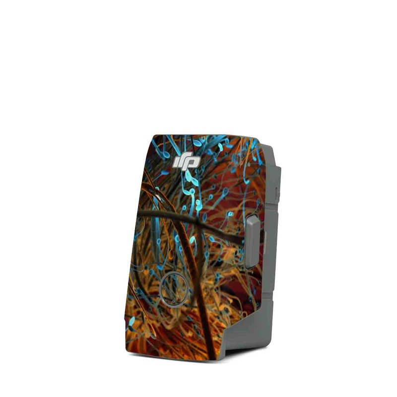 DJI Mavic Air 2 Battery Skin design of Orange, Tree, Electric blue, Organism, Fractal art, Plant, Art, Graphics, Space, Psychedelic art, with orange, blue, red, yellow, purple colors