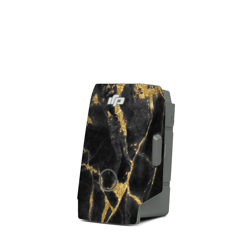 DJI Mavic Air 2 Battery Skin design of Black, Yellow, Water, Brown, Branch, Leaf, Rock, Tree, Marble, Sky, with black, yellow colors
