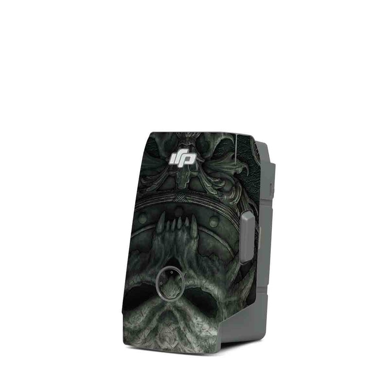 DJI Mavic Air 2 Battery Skin design of Demon, Dragon, Fictional character, Illustration, Supernatural creature, Drawing, Symmetry, Art, Mythology, Mythical creature, with black, gray colors