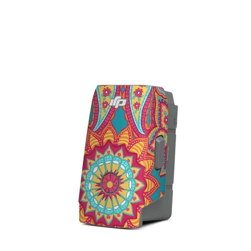 DJI Mavic Air 2 Battery Skin design of Pattern, Paisley, Motif, Visual arts, Design, Art, Textile, Psychedelic art, with orange, yellow, blue, red colors