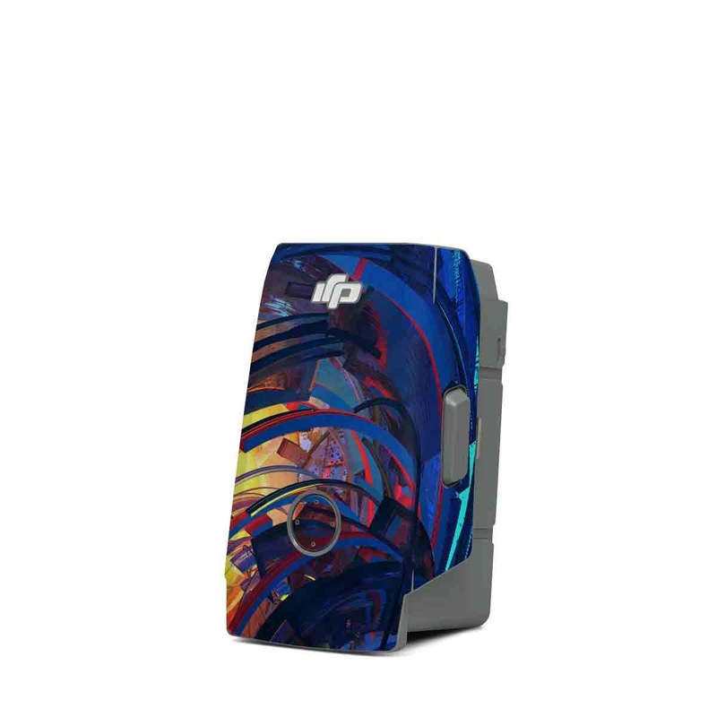 DJI Mavic Air 2 Battery Skin design of Blue, Water, Circle, Vortex, Electric blue, Wave, Liquid, Graphics, Pattern, Colorfulness, with blue, orange, yellow colors