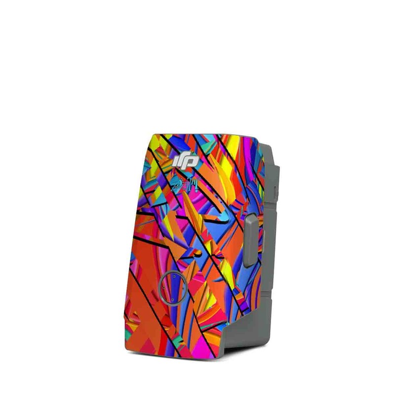 DJI Mavic Air 2 Battery Skin design of Pattern, Psychedelic art, Line, Visual arts, Art, with orange, yellow, blue, purple, pink colors